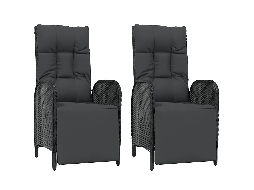 2 Stk.Garten-Relaxsessel | Fernsehsessel mit Kissen Poly Rattan Schwarz -gkd600602