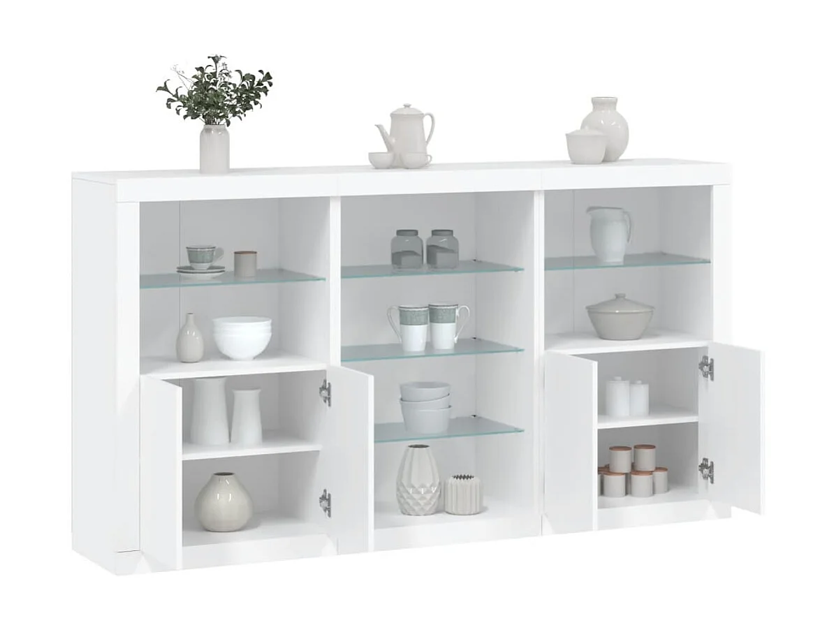 Sideboard mit LED-Leuchten Anrichte Weiß 181,5x37x100 cm -RM69111