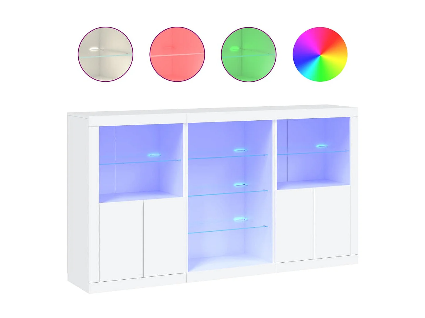 Sideboard mit LED-Leuchten Anrichte Weiß 181,5x37x100 cm -RM69111