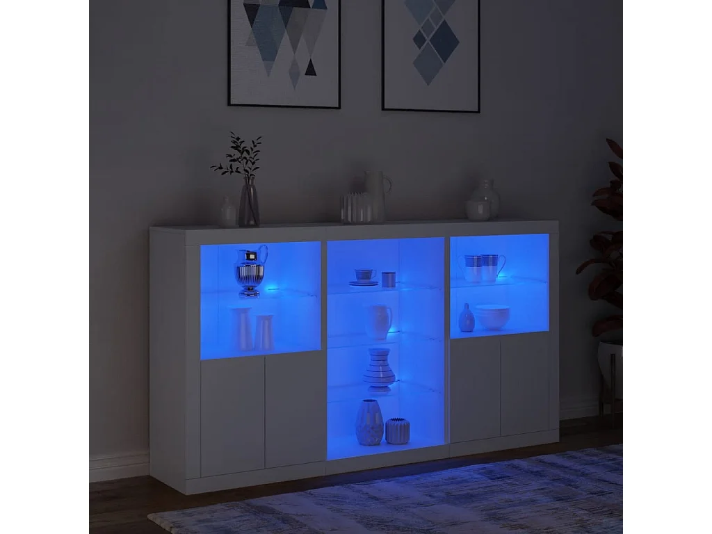 Sideboard mit LED-Leuchten Anrichte Weiß 181,5x37x100 cm -RM69111