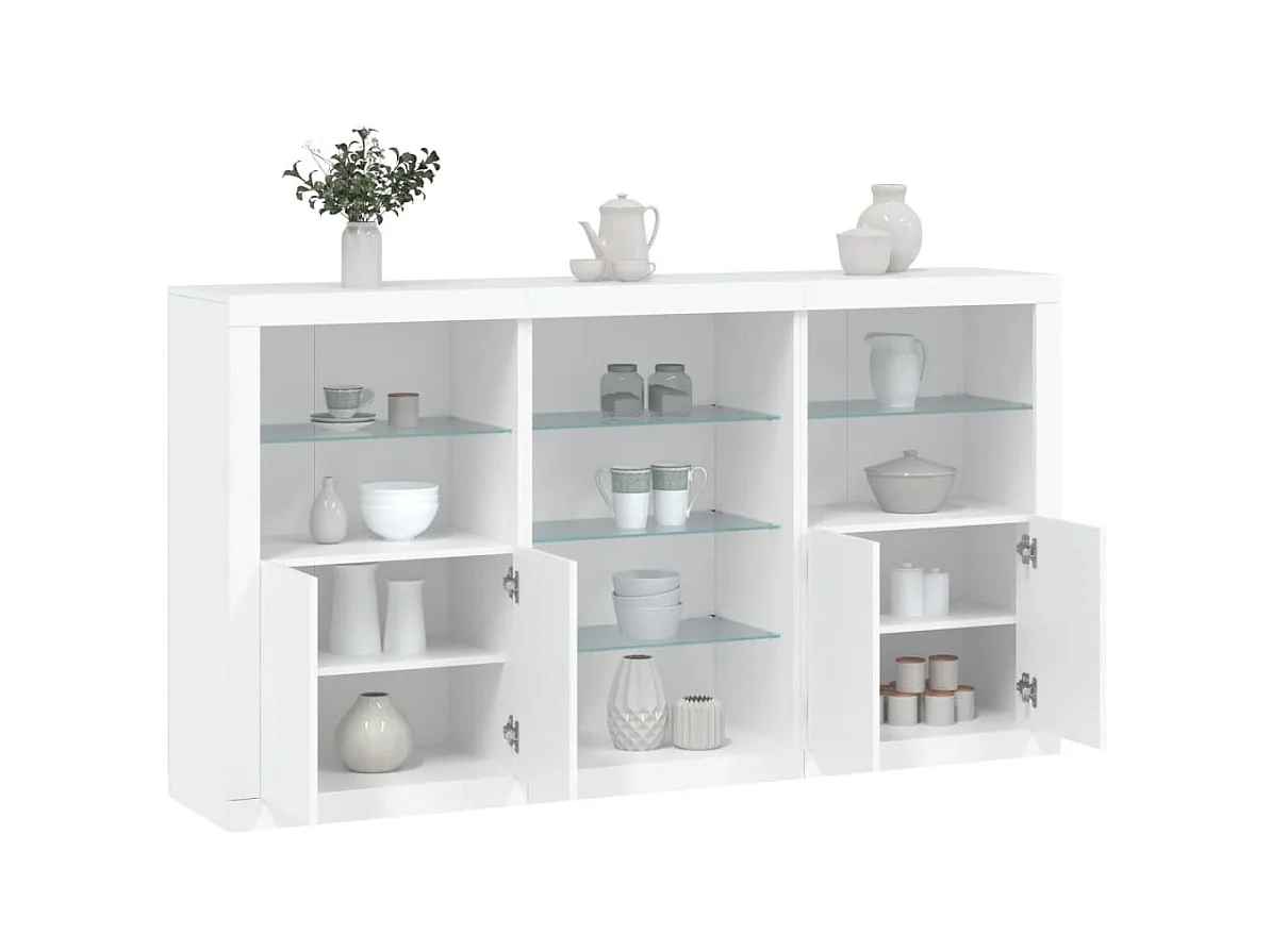 Sideboard mit LED-Leuchten Anrichte Weiß 181,5x37x100 cm -RM69111