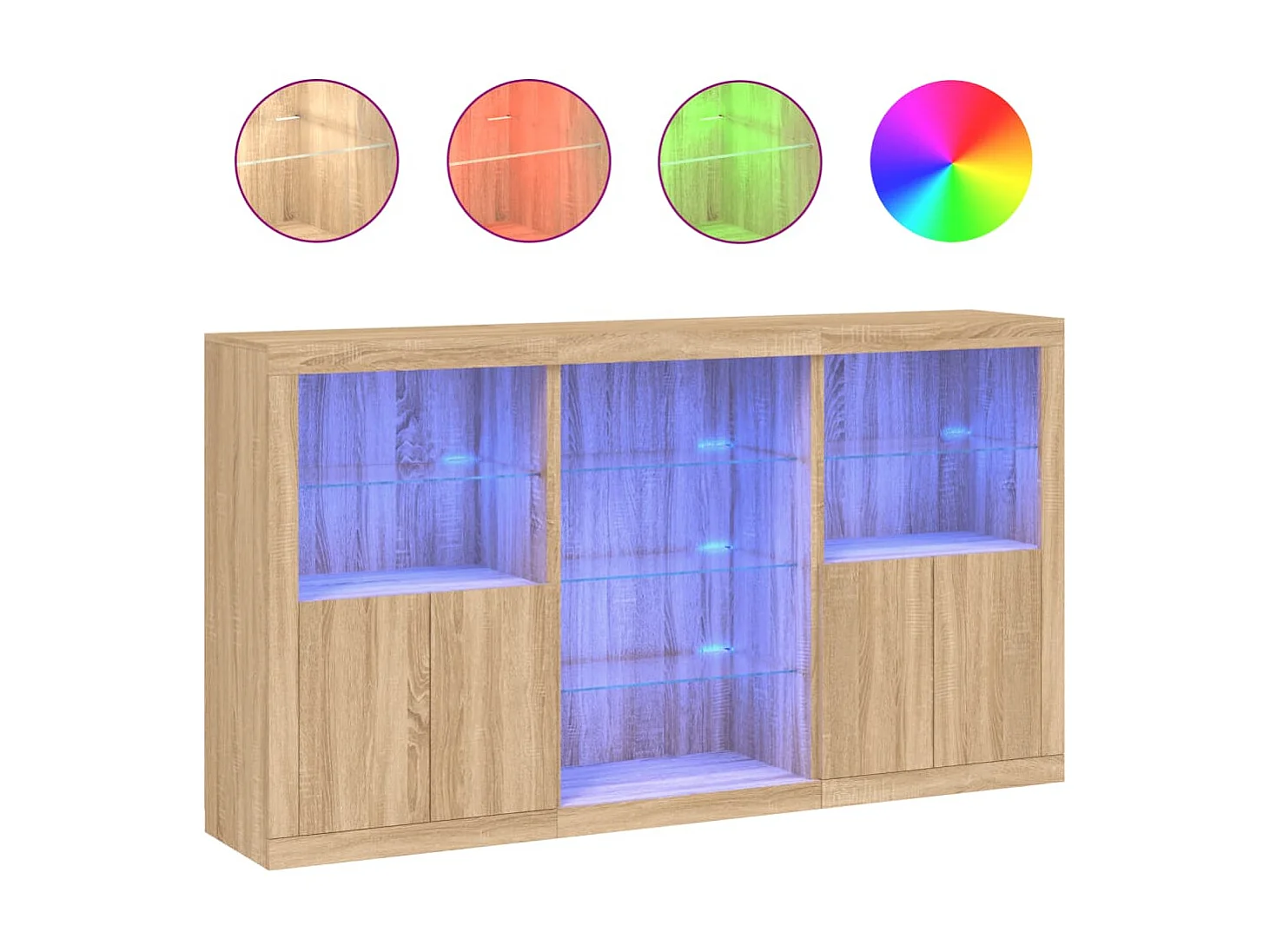 Sideboard mit LED-Leuchten Anrichte Sonoma-Eiche 181,5x37x100 cm -RM53052