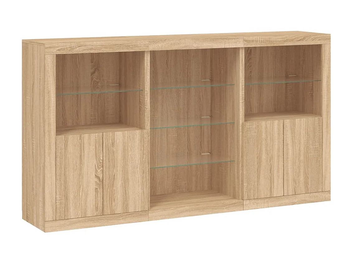 Sideboard mit LED-Leuchten Anrichte Sonoma-Eiche 181,5x37x100 cm -RM53052