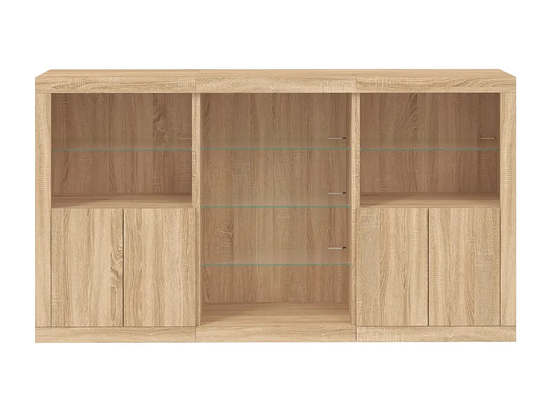 Sideboard mit LED-Leuchten Anrichte Sonoma-Eiche 181,5x37x100 cm -RM53052