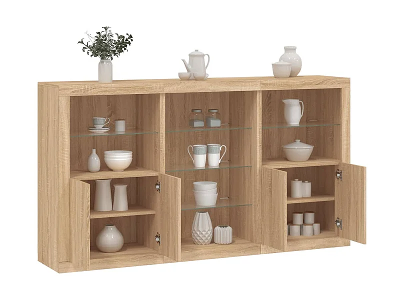 Sideboard mit LED-Leuchten Anrichte Sonoma-Eiche 181,5x37x100 cm -RM53052