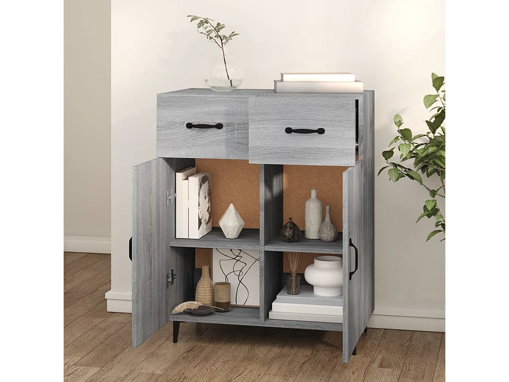 Sideboard Grau Sonoma - Lowboard 69,5x34x90 cm Holzwerkstoff -RM83965
