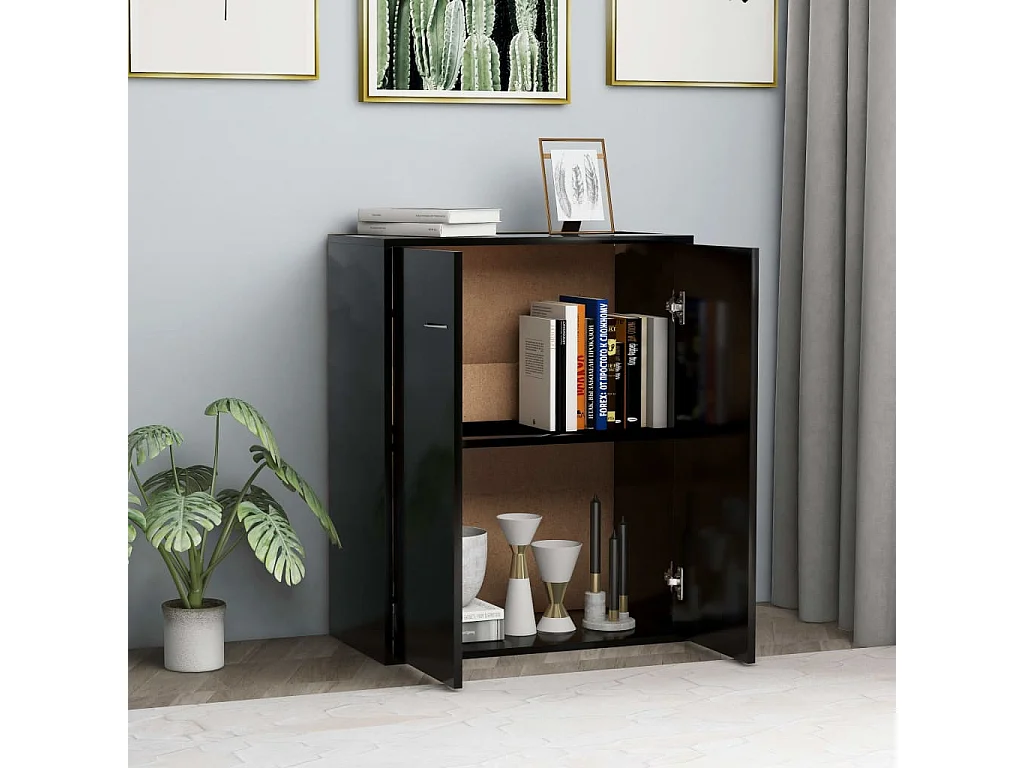 Sideboard Schwarz Anrichte 60x30x75 cm Holzwerkstoff -RM55980