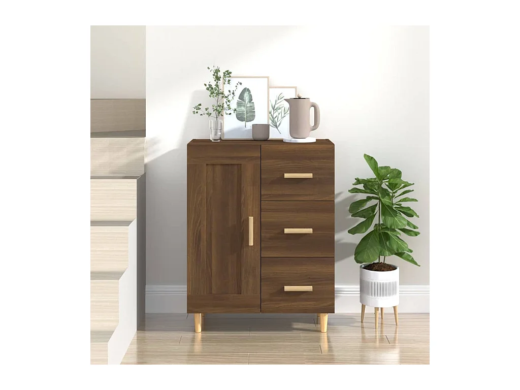Sideboard Lowboard - Braun Eichen-Optik 69,5x34x90 cm Holzwerkstoff -RM62925