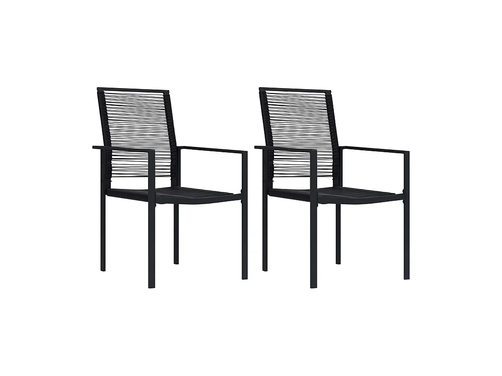 Chaises de jardin 2 pcs Rotin PVC Noir SEF33476