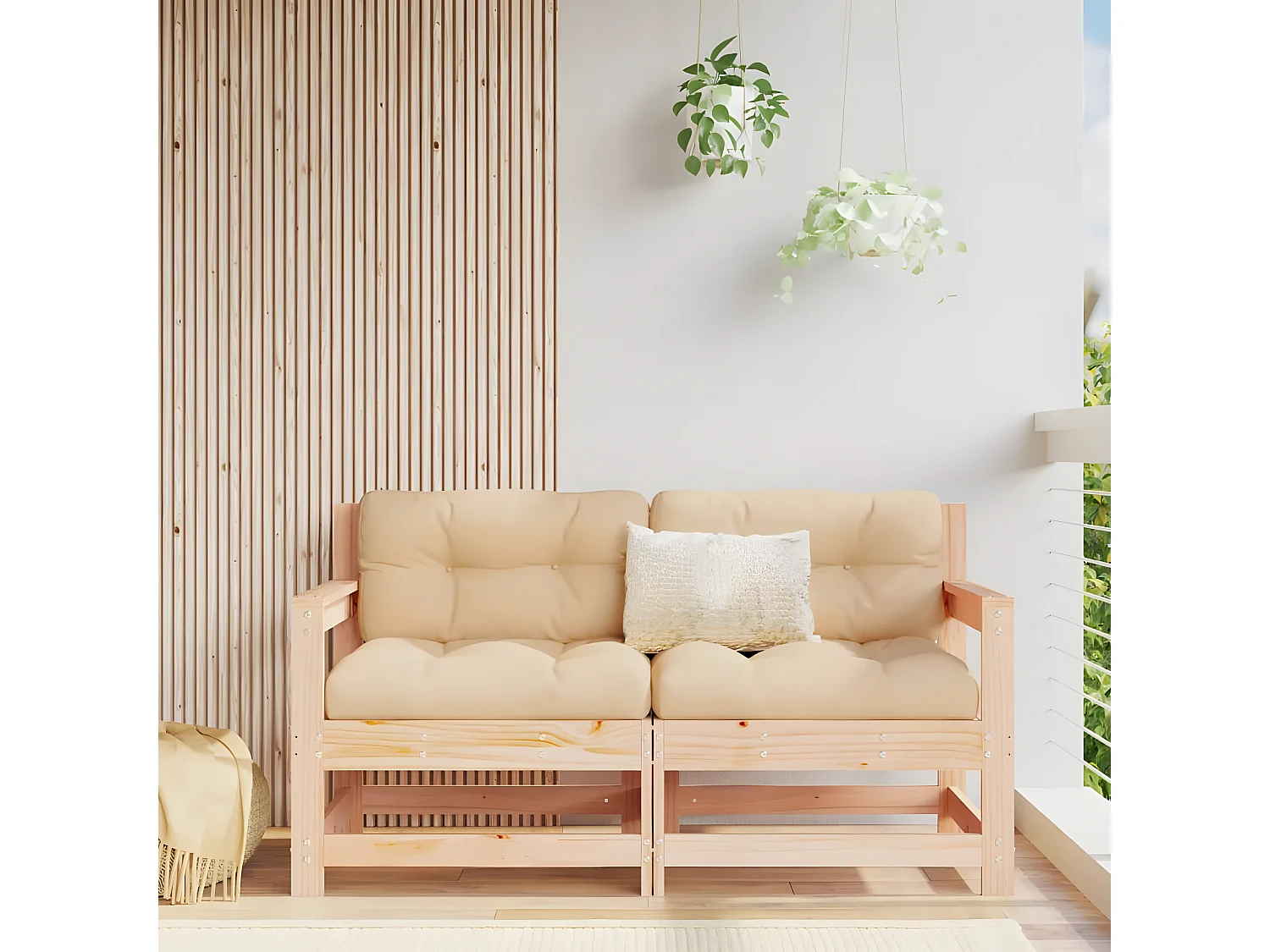 Sillones de jardín con cojines 2 uds madera maciza de pino ES99030