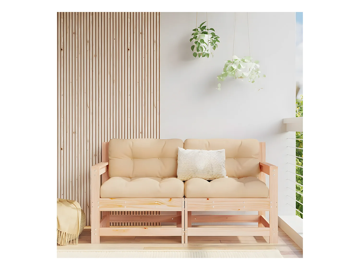 lot de 2 Chaises de jardin avec coussins bois de pin massif PWRS46128