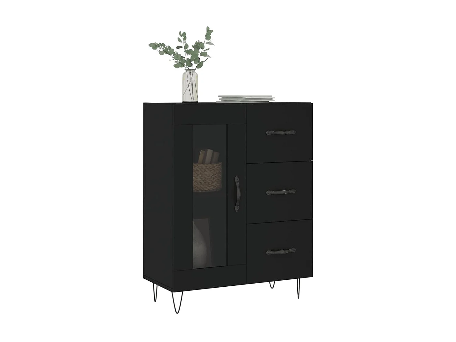 Sideboard Schwarz Anrichte 69,5x34x90 cm Holzwerkstoff -RM95591