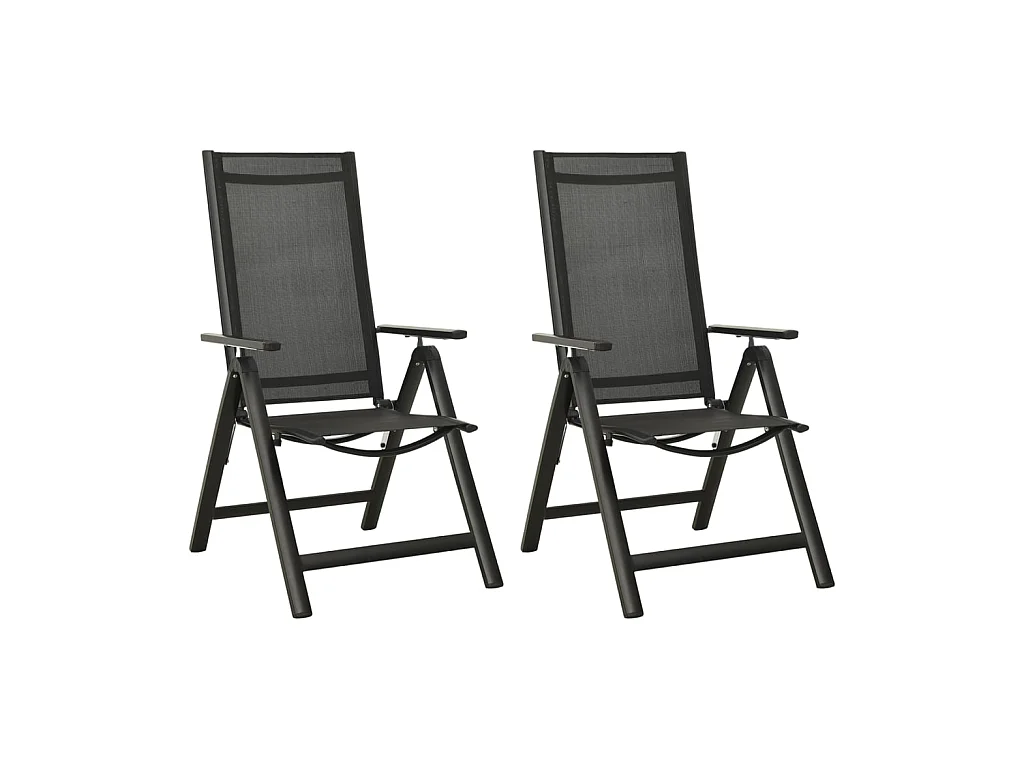 Chaises pliables de jardin 2 pcs Textilène et aluminium Noir SEF75733