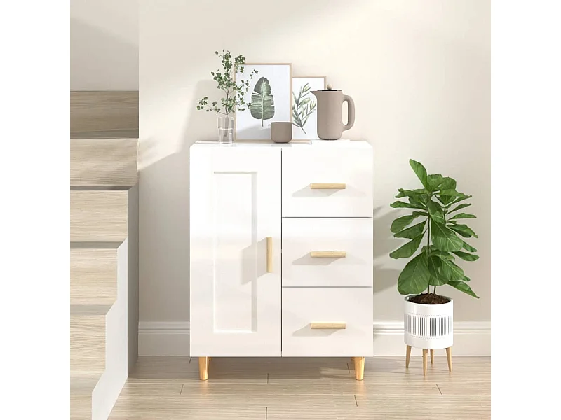Sideboard Lowboard - Hochglanz-Weiß 69,5x34x90 cm Holzwerkstoff -RM29158