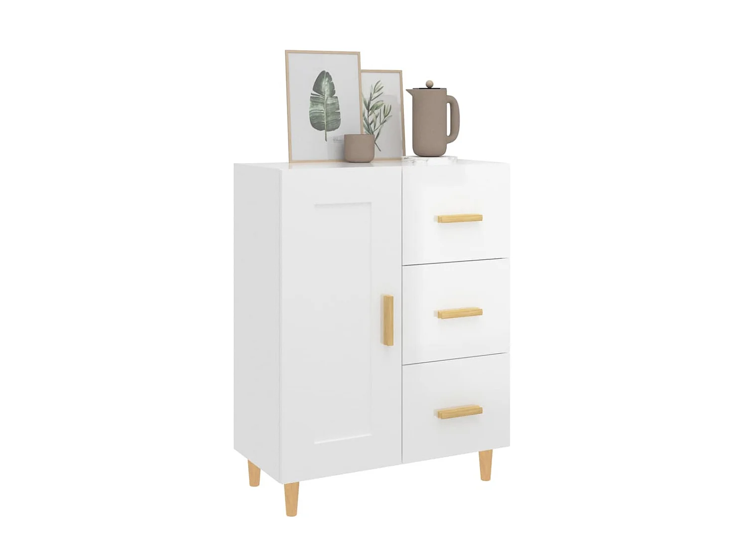 Sideboard Lowboard - Hochglanz-Weiß 69,5x34x90 cm Holzwerkstoff -RM29158