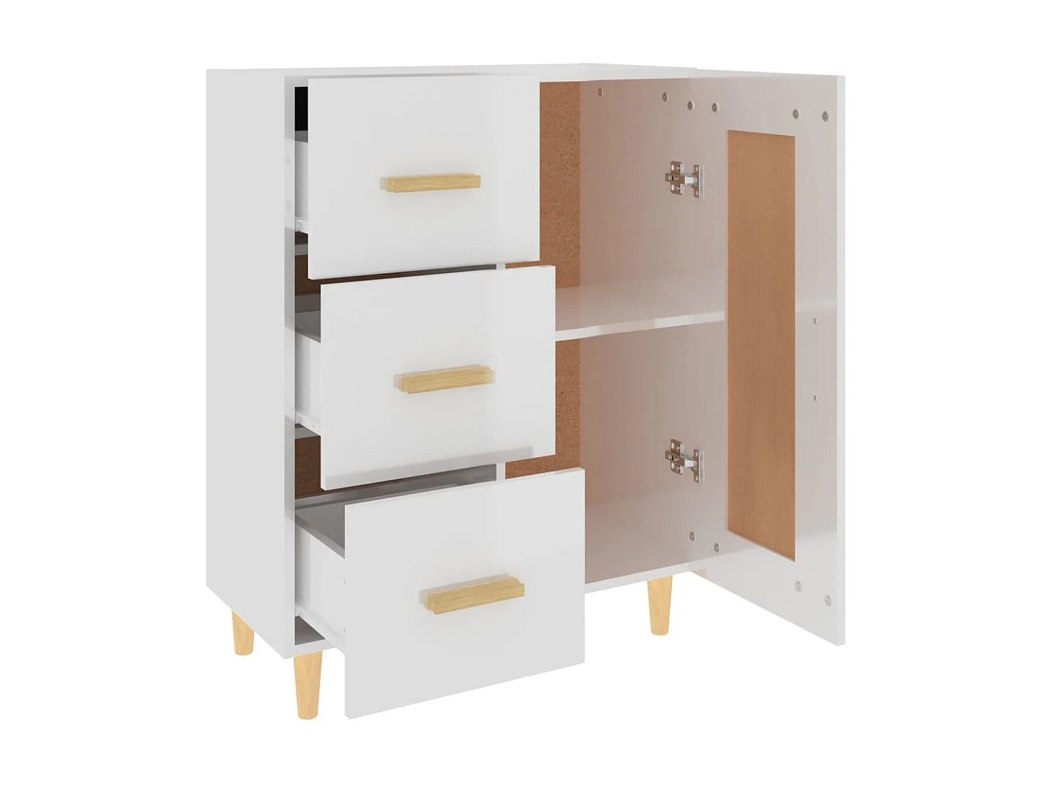 Sideboard Lowboard - Hochglanz-Weiß 69,5x34x90 cm Holzwerkstoff -RM29158