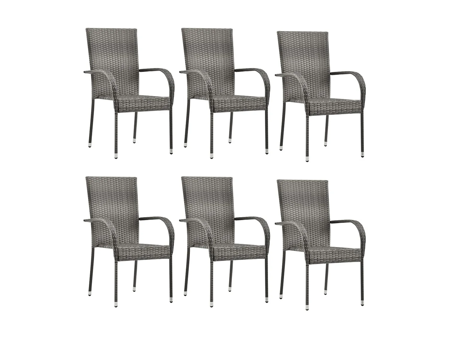 Chaises empilables d'extérieur 6 pcs Gris Résine tressée SEF46014