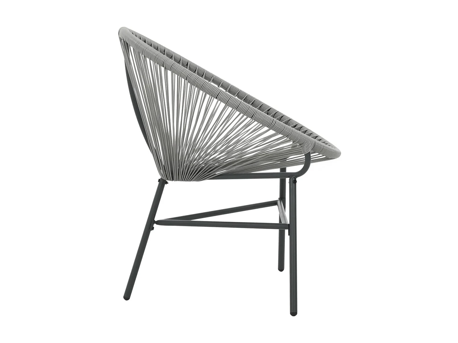 Silla redonda de cuerdas de jardín ratán sintético gris ES52567