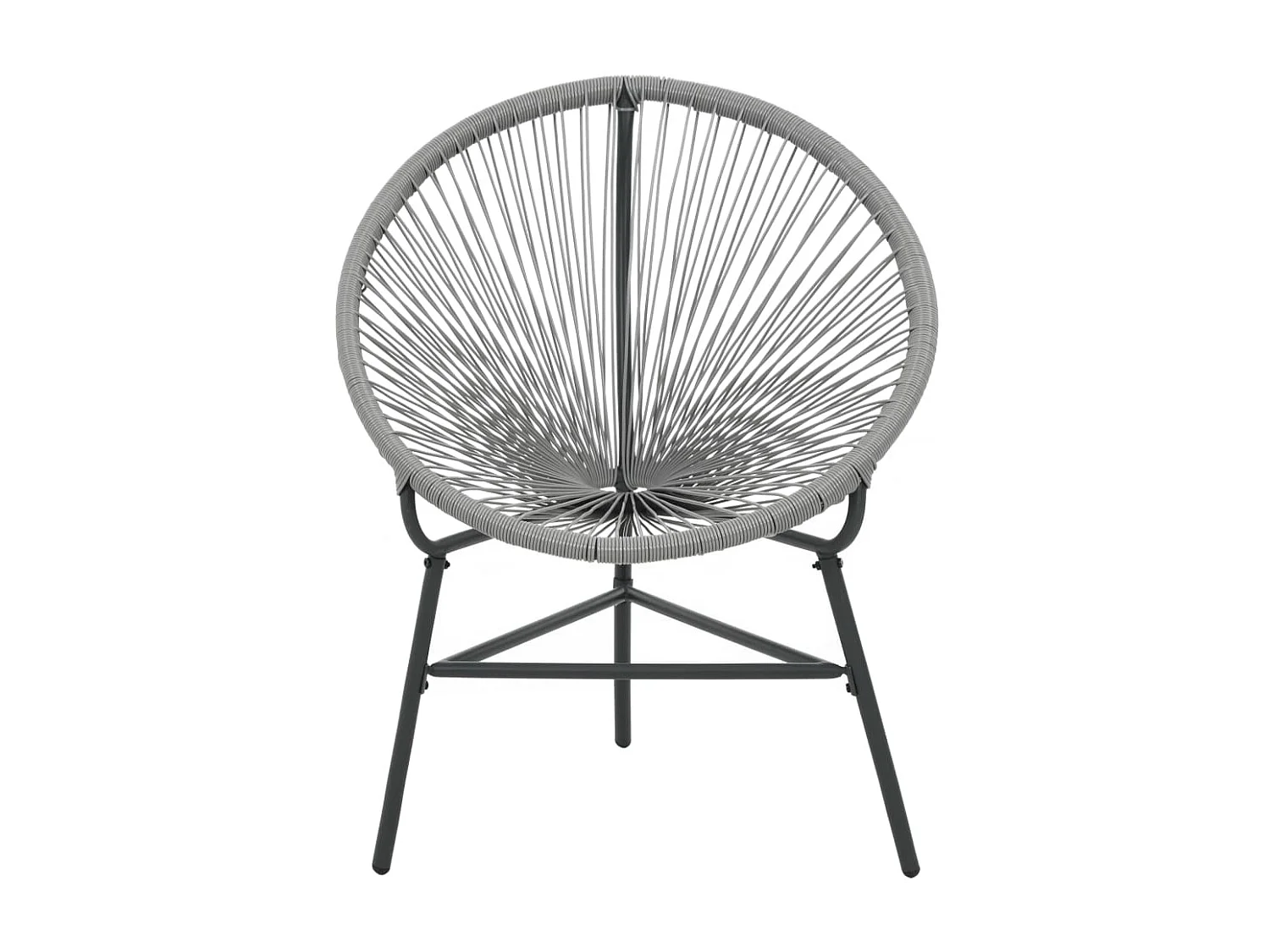 Silla redonda de cuerdas de jardín ratán sintético gris ES52567