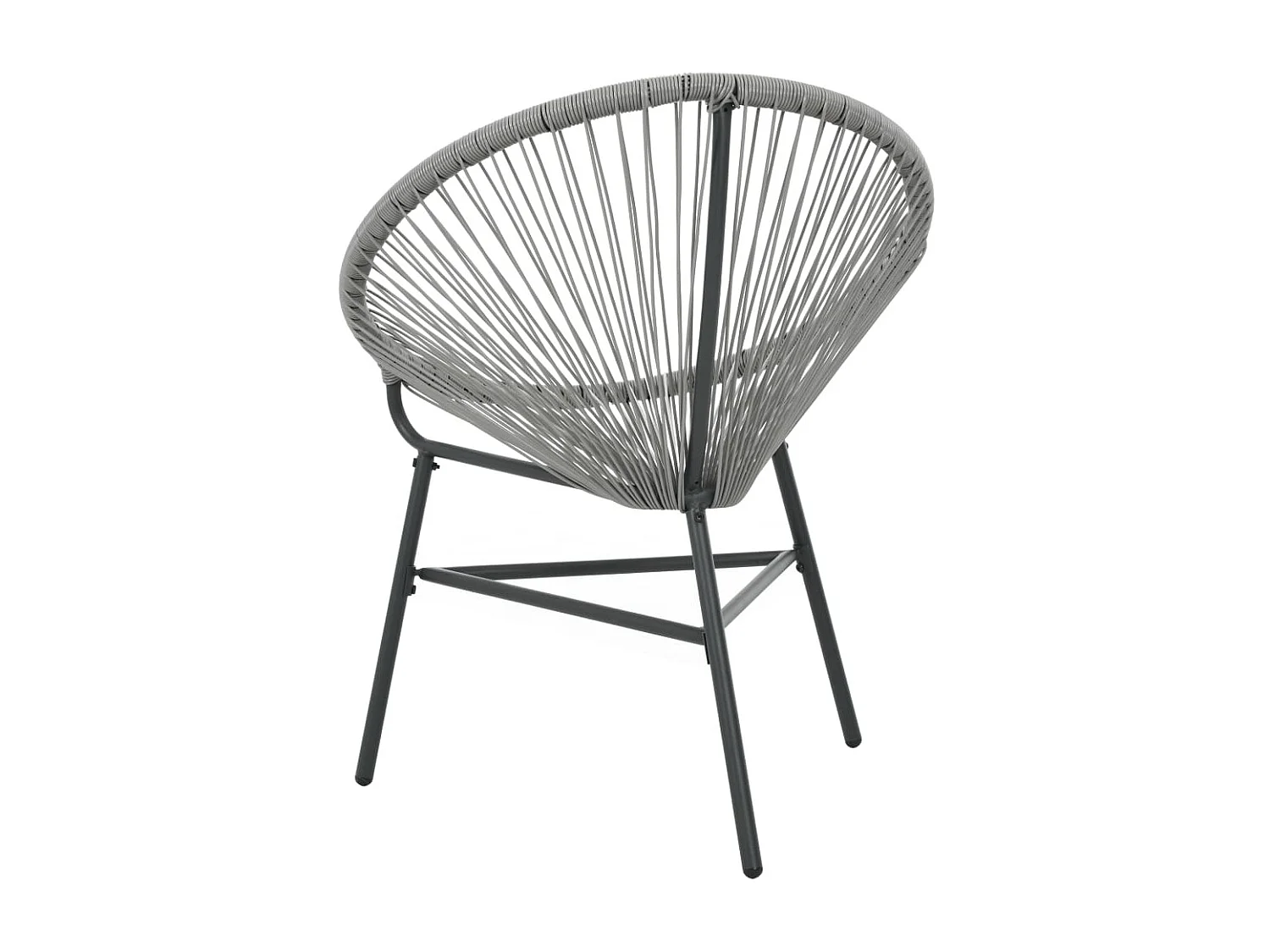 Silla redonda de cuerdas de jardín ratán sintético gris ES52567