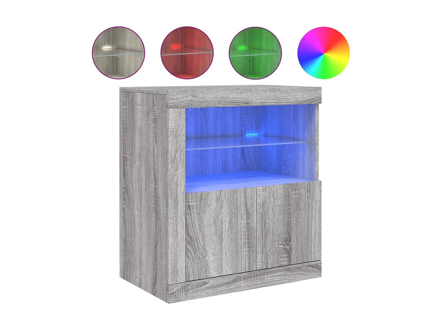 Sideboard Grau Anrichte mit LED-Leuchten Sonoma 60,5x37x67 cm -RM28459