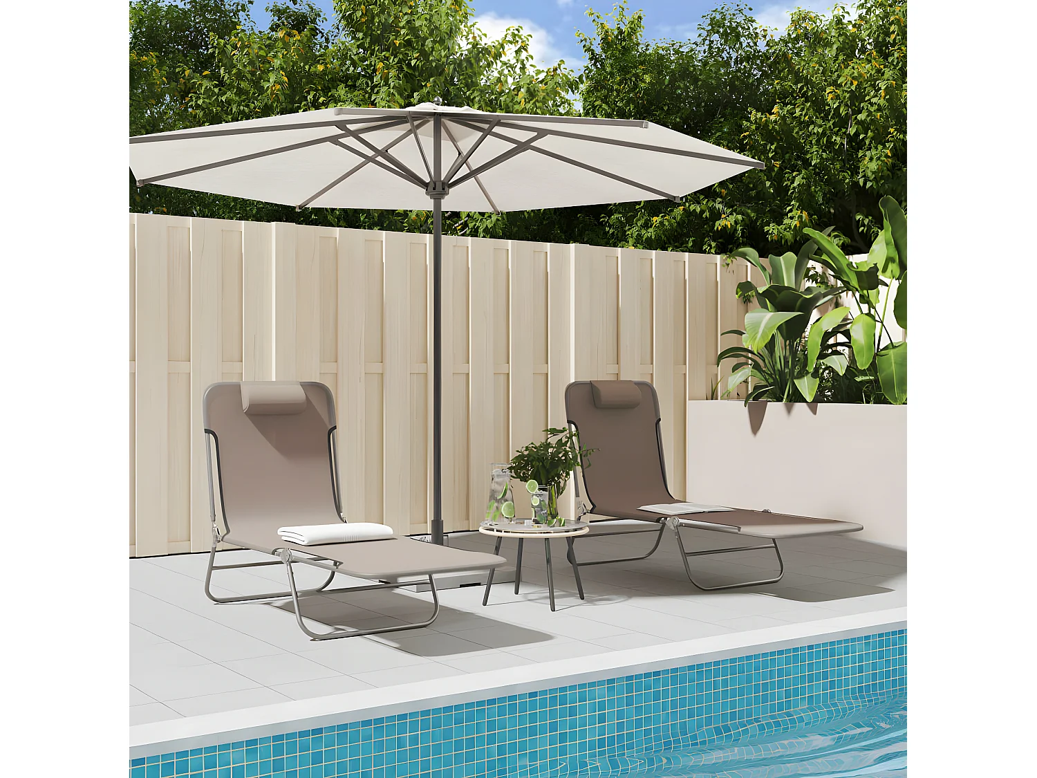 Chaises longues pliables 2 pcs marron textilène et acier PEWV85014