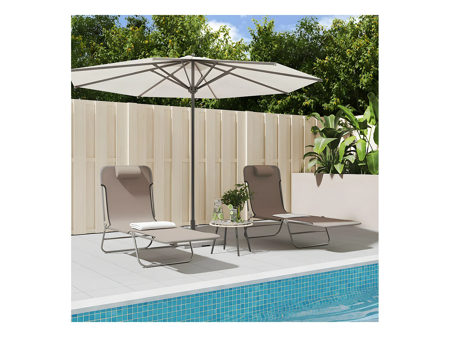 Chaises longues pliables 2 pcs marron textilène et acier PEWV85014