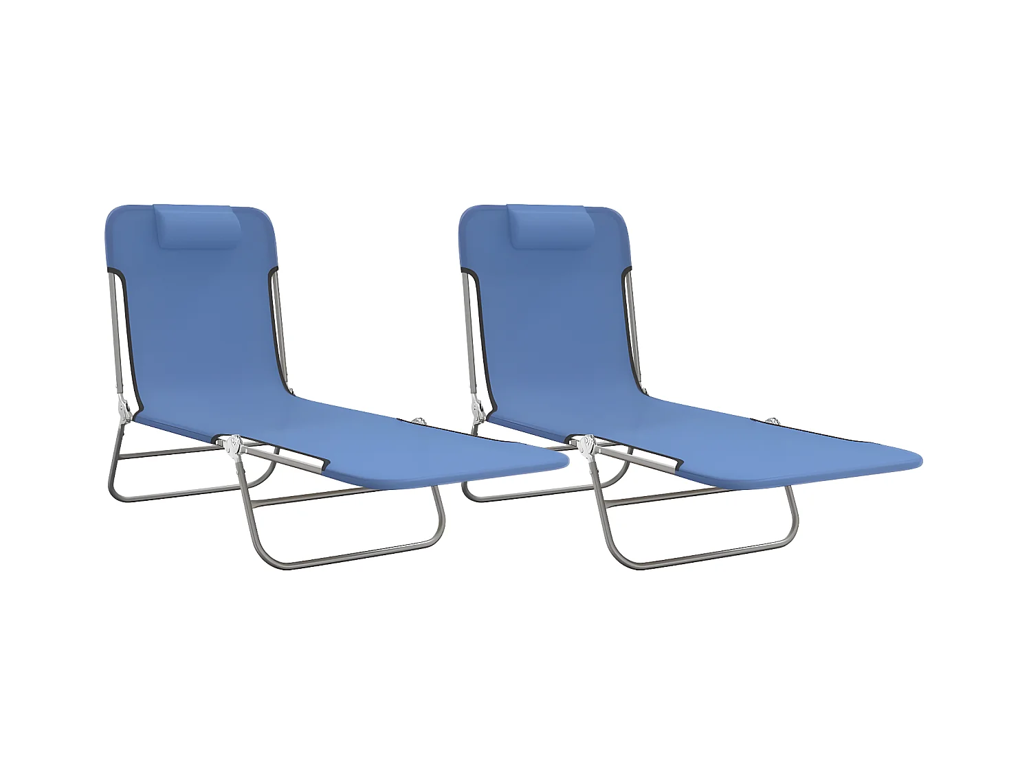 Tumbonas plegables 2 uds acero y textilene azul ES55552