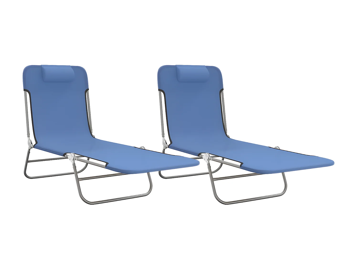 Tumbonas plegables 2 uds acero y textilene azul ES55552