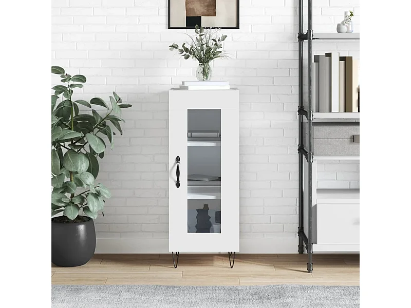 Sideboard Lowboard - Hochglanz-Weiß 34,5x34x90 cm Holzwerkstoff -RM53019