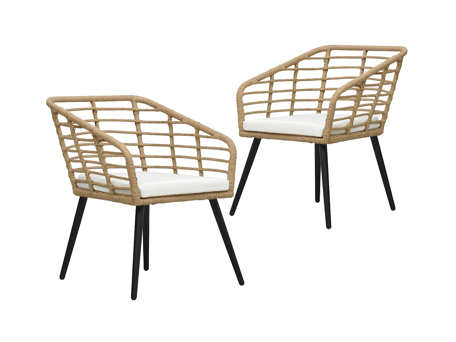 Chaises de jardin 2 pcs avec coussins Résine tressée Chêne SEF21845