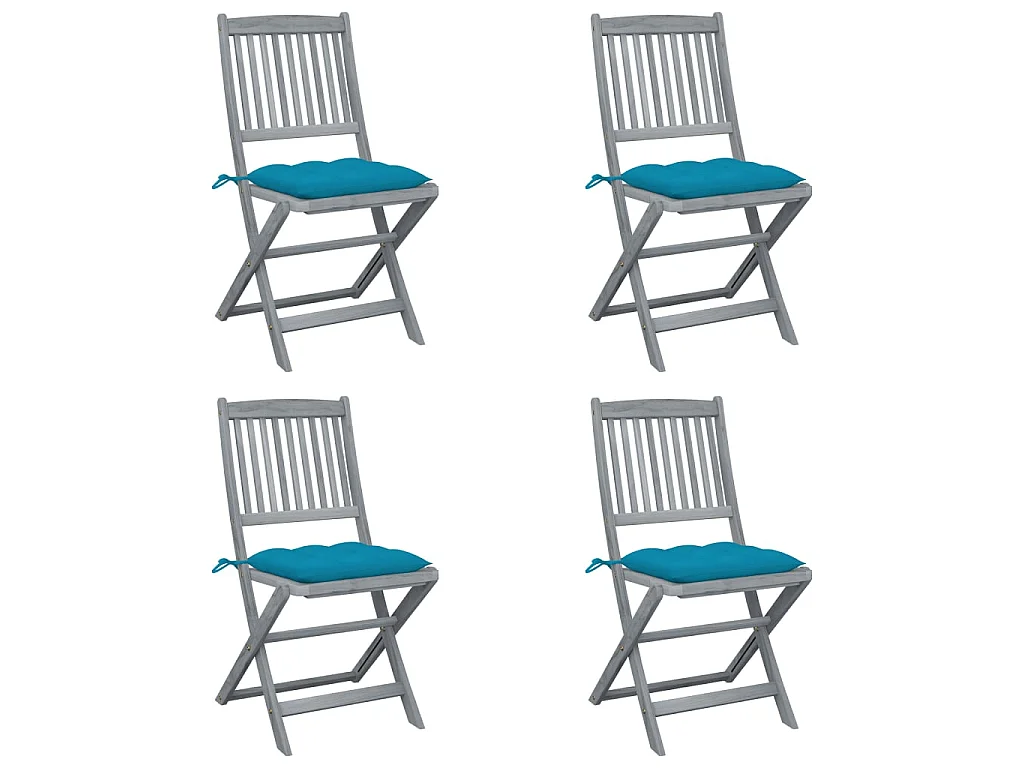 Chaises pliables d'extérieur 4 pcs avec coussins Bois d'acacia SEF43773