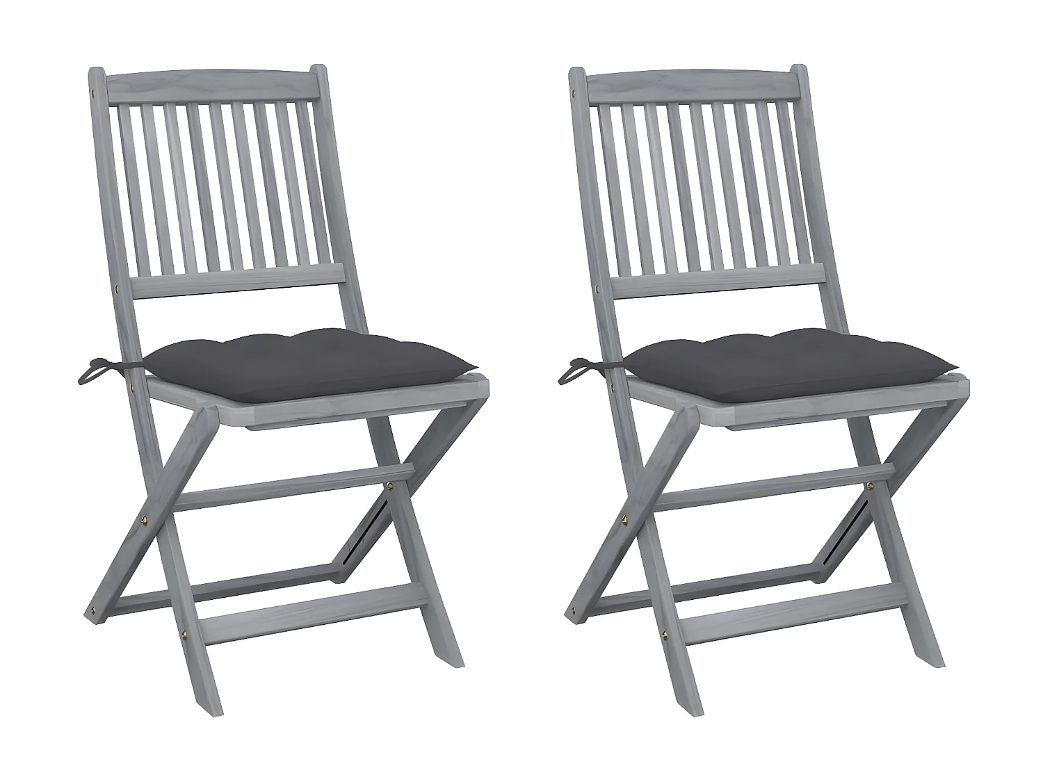 Chaises pliables d'extérieur 2 pcs avec coussins Bois d'acacia SEF62086
