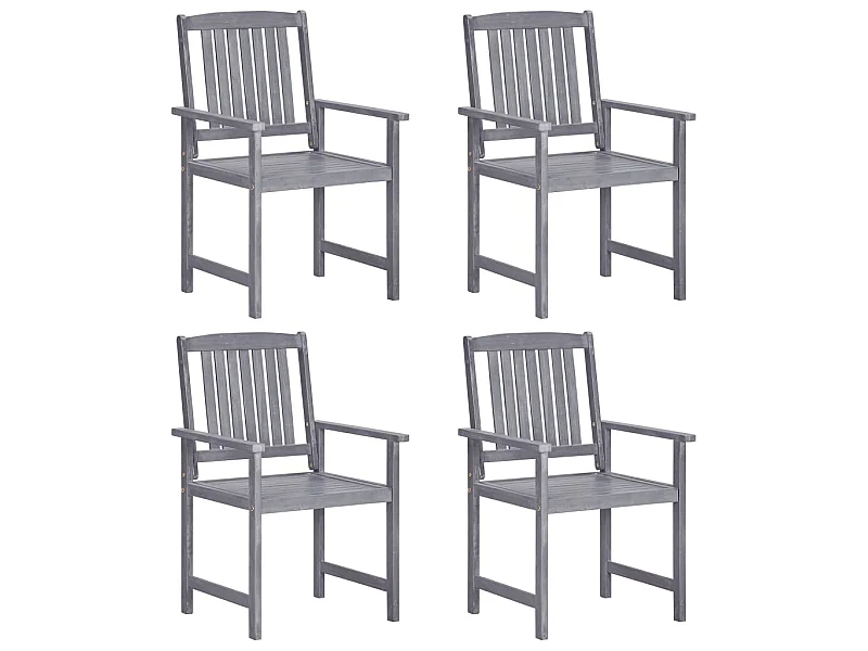 Chaises de jardin 4 pcs Bois massif d'acacia Gris SEF97082