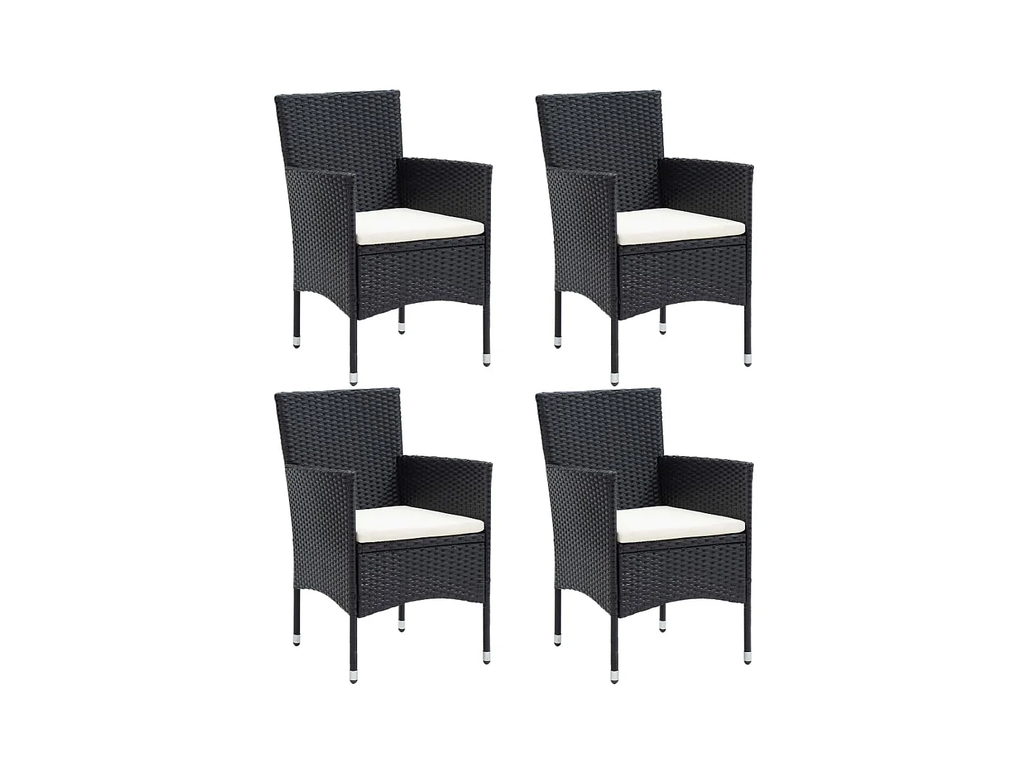 Chaises de salle à manger de jardin 4 pcs Résine tressée Noir SEF11693