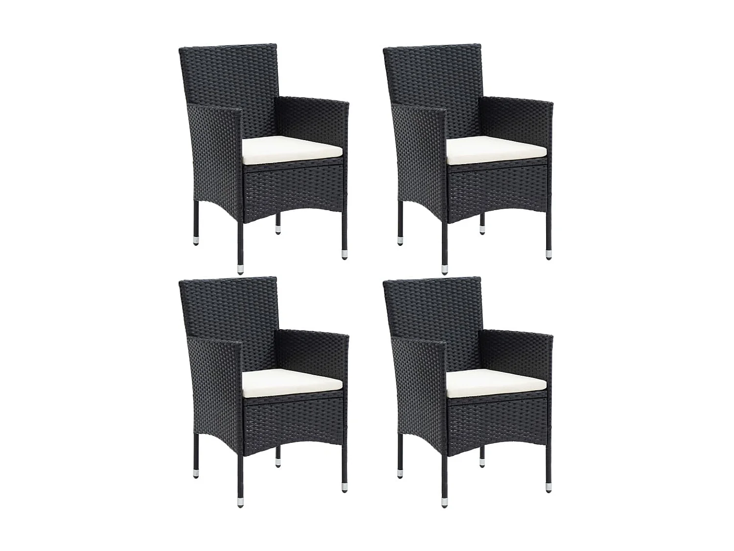Chaises de salle à manger de jardin 4 pcs Résine tressée Noir SEF11693