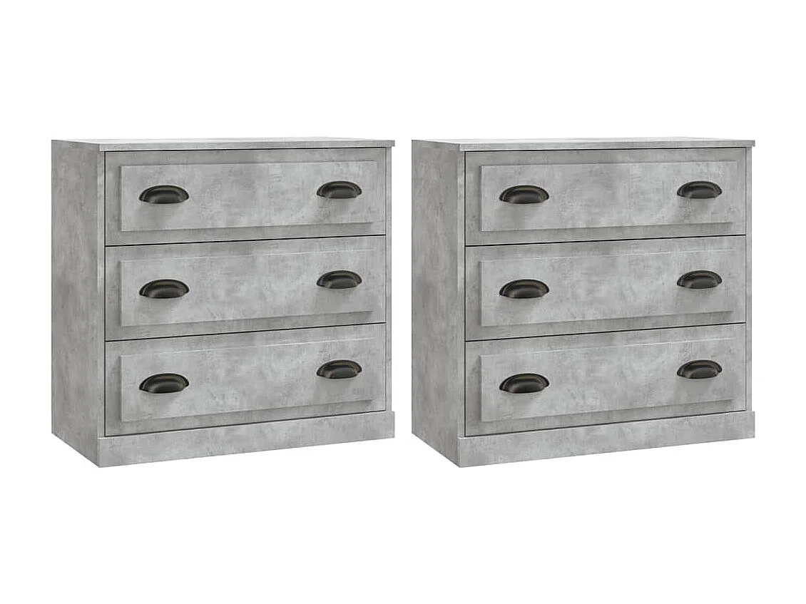 Sideboards im 2er-Set Lowboards Betongrau Holzwerkstoff -RM29682