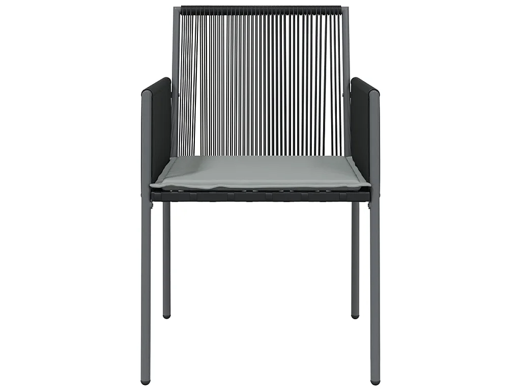 Cadeiras jardim c/ almofadões 4pcs 54x60,5x83,5cm vime PE preto PT496589