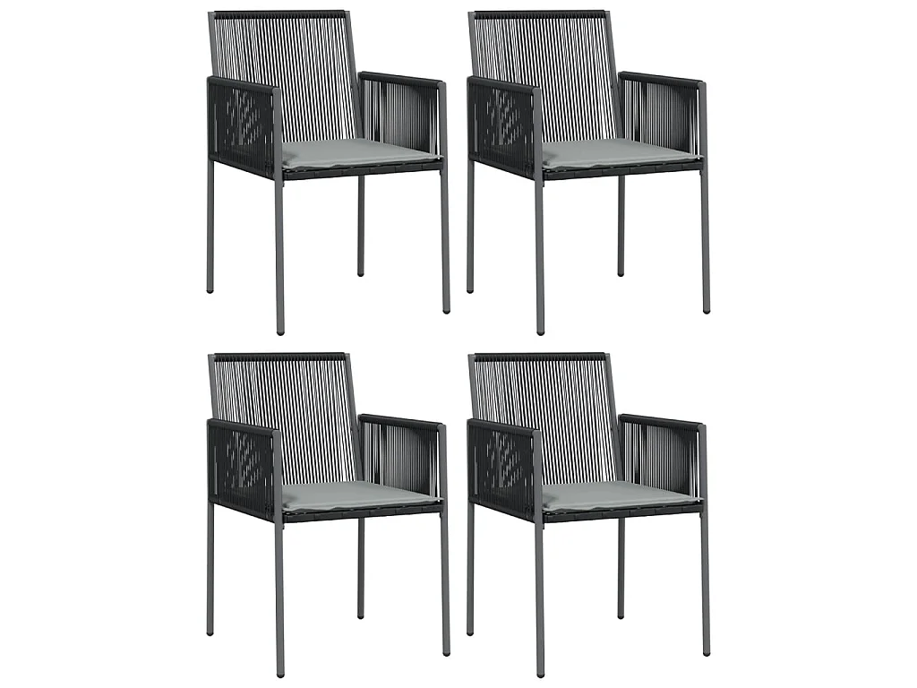 Chaises de jardin et coussins lot de 4 noir 54x60,5x83,5 cm SEF62488
