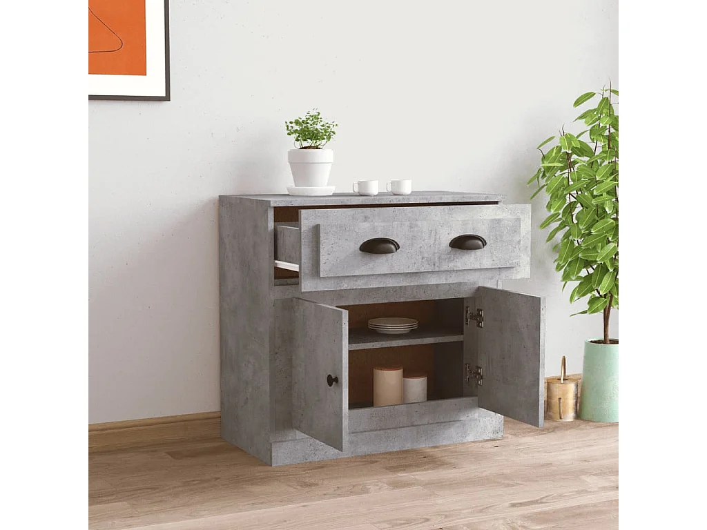 Sideboard Lowboard - Betongrau 70x35,5x67,5 cm Holzwerkstoff -RM38134