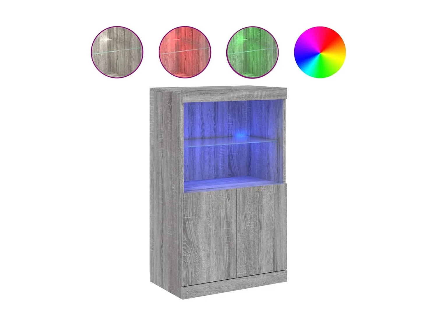 Sideboard Grau Anrichte mit LED-Leuchten Sonoma 60,5x37x100 cm -RM81168