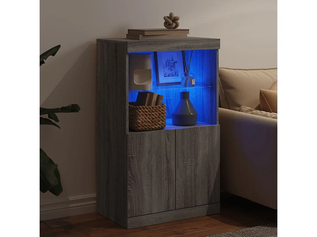 Sideboard Grau Anrichte mit LED-Leuchten Sonoma 60,5x37x100 cm -RM81168