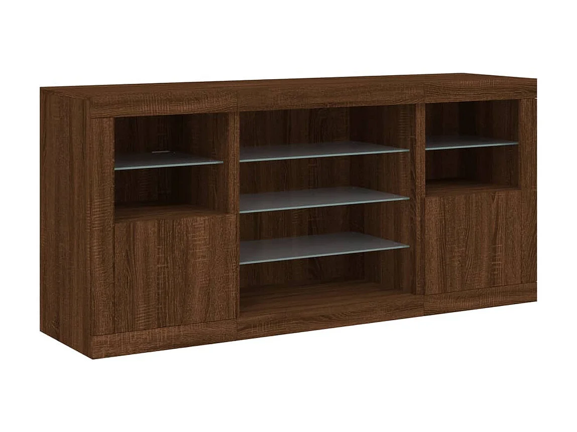 Sideboard Braun Anrichte mit LED-Leuchten Eichen-Optik 142,5x37x67 cm -RM67518