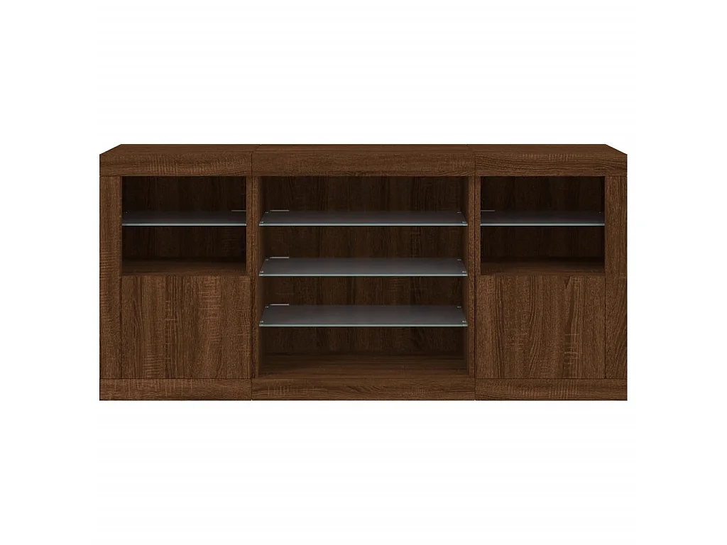 Sideboard Braun Anrichte mit LED-Leuchten Eichen-Optik 142,5x37x67 cm -RM67518