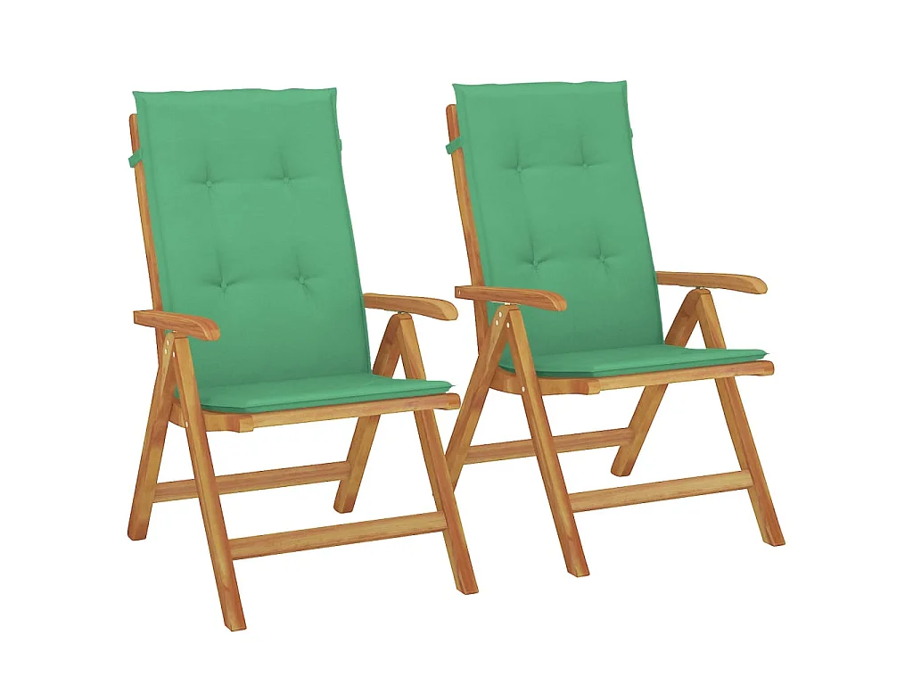 Tuinstoelen 2 st verstelbaar met kussens massief teakhout NL67149