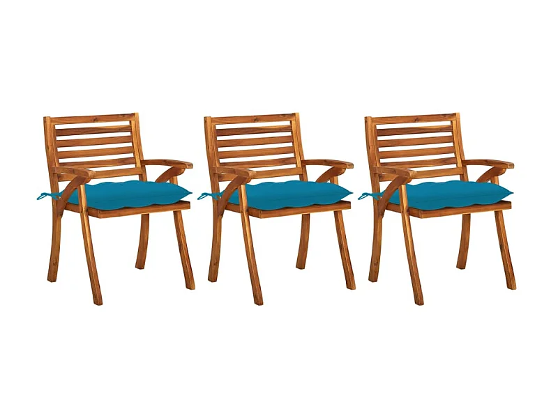 Chaises à dîner de jardin avec coussins 3 pcs Acacia massif SEF58246