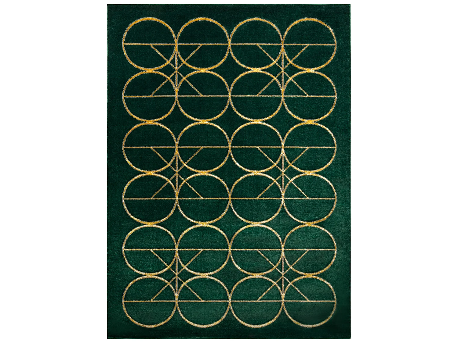 Tapis EMERALD exclusif 1010 glamour, élégant cercles bouteille verte 180x270 cm