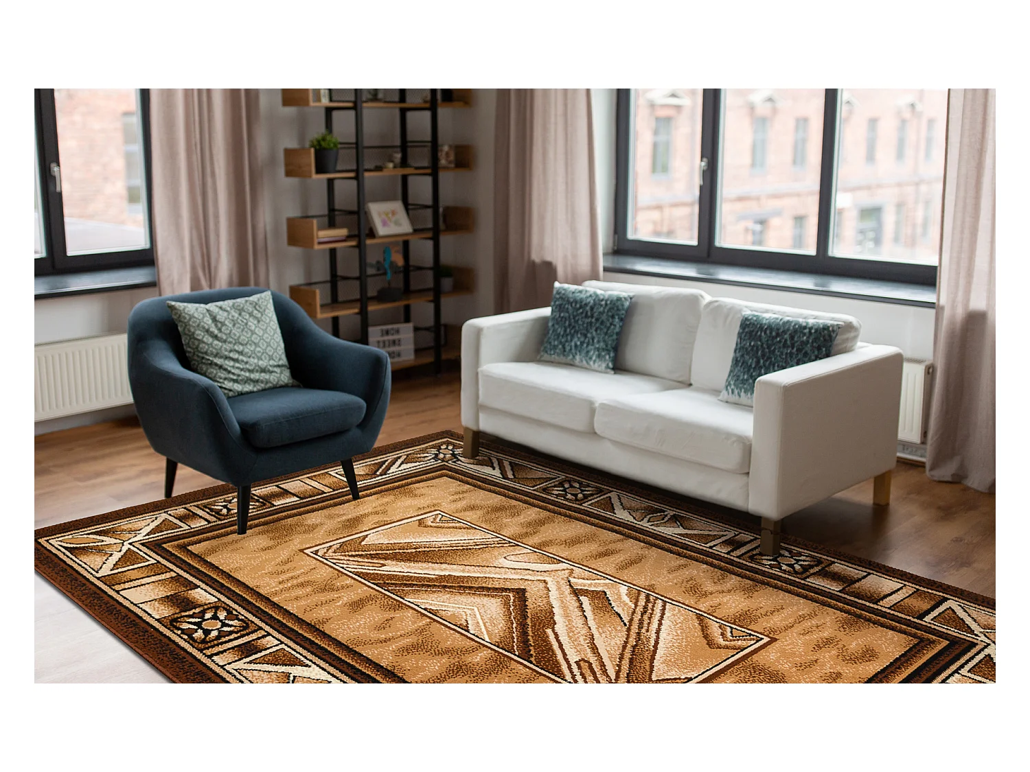 Tapijt BCF Morad OPAL kader, Klassiek - oud goud 200x300 cm