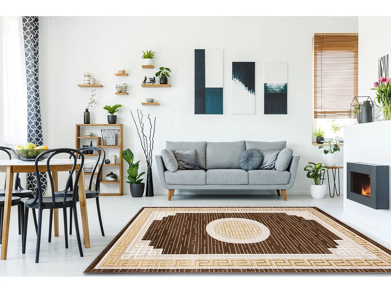 Tapete MEFE moderno 9096 Quadro, chave grega - Structural dois níveis 240x330 cm