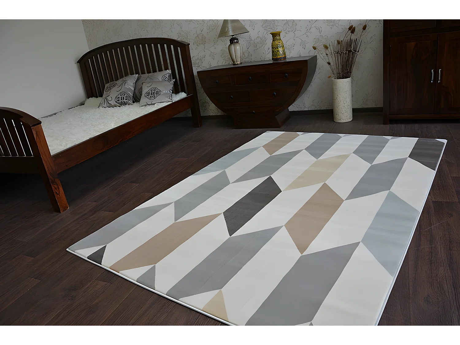 Tapijt ARGENT - W4937 Ruit crèmee  160x220 cm